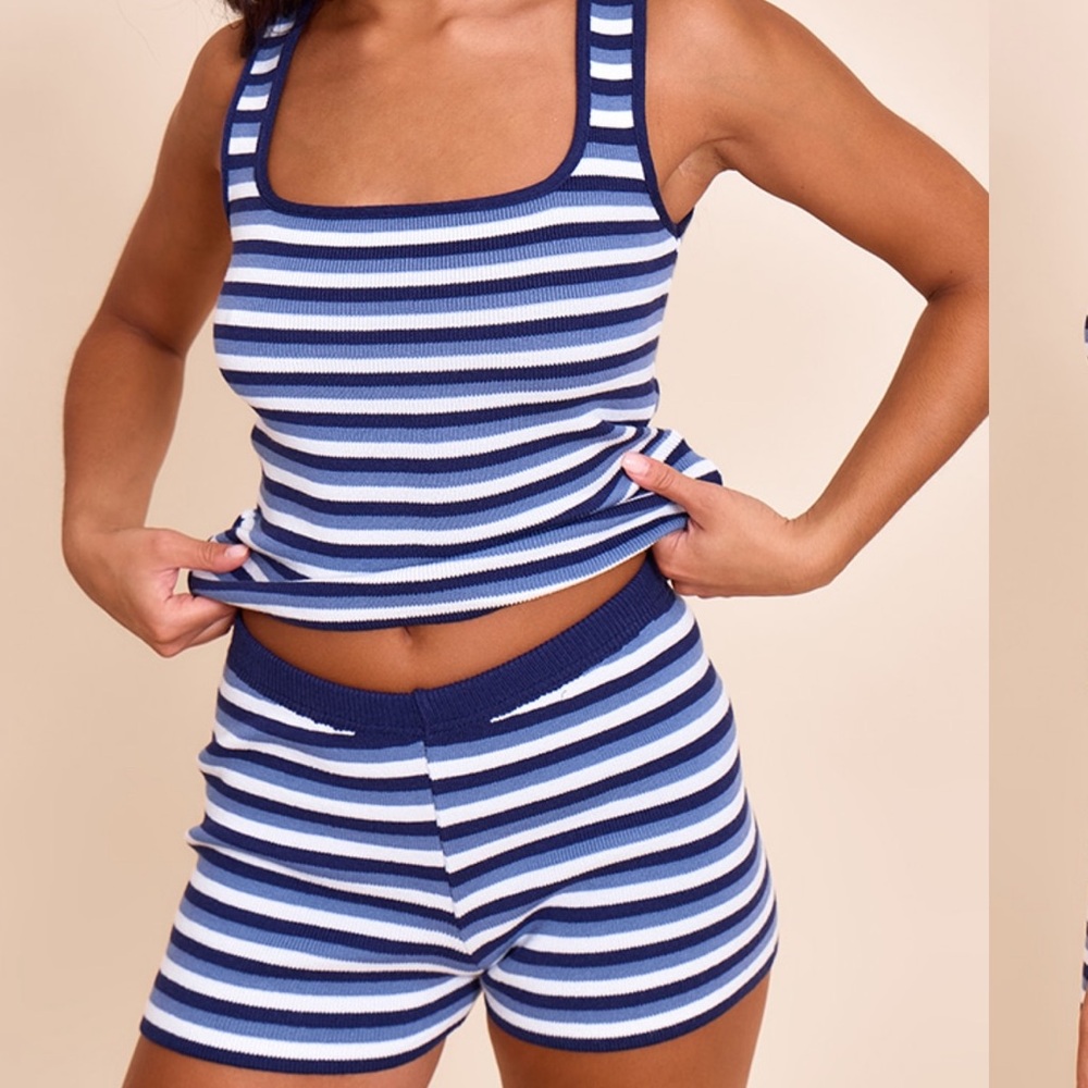 Striped Blue and White Sleepwear Set